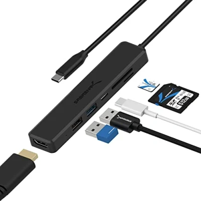 Abbildung von SABRENT USB C Hub, mit 4K HDMI, 60W PD Ladegerät und SD/Micro SD Kartenleser (HB TC6C)