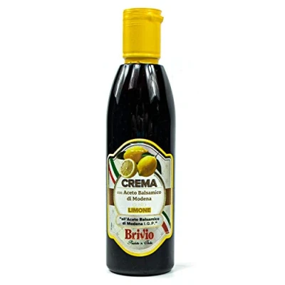 Abbildung von Brivio Aceto Balsamico mit di Modena IGP Crema &quot;Limone&quot; (Zitrone) in 250 ml Flasche Traditionell italienische Balsamessig Zitronen Creme