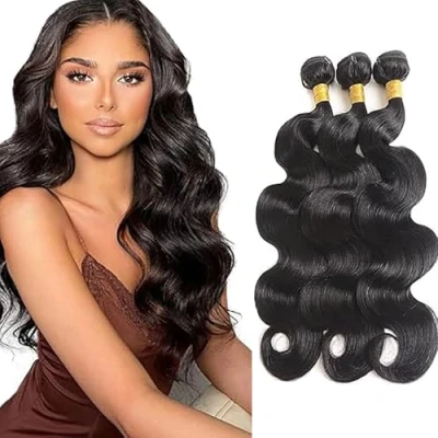 Abbildung von Tuheerst Human Hair Bundles Echthaar Tressen Body Wave Extensions Haarverlängerung Double Weft 100g/PC 100% Unprocessed Virgin Brazilian Remy for Woman 12 Zoll