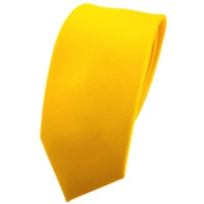 Abbildung von TigerTie Herren Krawatte 6 cm schmale Satin Tie in gelb verkehrsgelb knallgelb einfarbig uni Business, festliche Veranstaltungen und Freizeit
