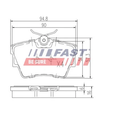 Abbildung von FAST FT29513 Bremsbelagsatz Hinterachse exkl. Verschleißwarnkontakt OPEL: Vivaro B Kastenwagen, A Combi