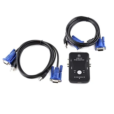 Abbildung von ASHATA USB KVM Switch Box, 2 Port VGA Box und Kabel Kompakter in 1 Out Umschalter für PC, Laptop, Desktop, Computer, Tastatur, Video, Maus