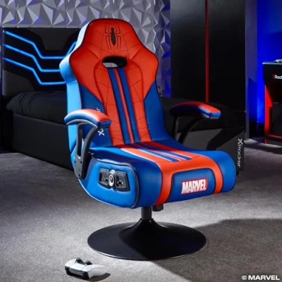 Abbildung von X Rocker Marvel™ Elite 2.1 Gaming Sessel für Jugendliche mit Stereo Lautsprechersystem und Vibrationsmotor im Spider Ma