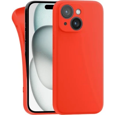 Abbildung von MyGadget Hülle Kompatibel mit iPhone 15 robuste Silikon Schutzhülle TPU Case Slim Silikonhülle Back Cover Kratzfest Handyhülle Matt Orange