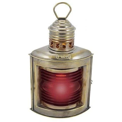 Abbildung von linoows Backbordlampe Elektro Positions Lampe, Linke Schiffslaterne Rot, Altmessing