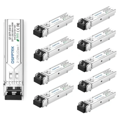 Abbildung von QSFPTEK (10Pack 1000Base SX Gigabit SFP Transceiver, 850nm 550m DDM 1G Modul, LC Port Multimode Mini GBIC für Cisco GLC MMD/GLC MM, Ubiquiti UF MM 1G, Mikrotik, offene Schalter