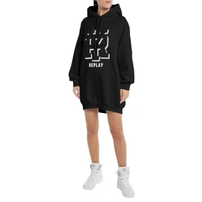 Abbildung von Replay Damen Hoodie Kleid mit Kapuze, Black 098 (Schwarz), L