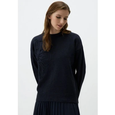 Abbildung von Jimmy Key Floral Embroidered Strickpullover, Damen, Größe: 38, Dark blue