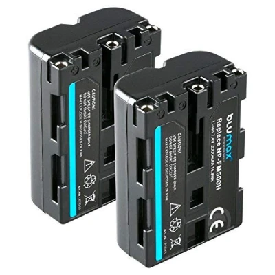 Abbildung von Blumax 2X Akku NP FM500H (2000mAh) für Sony Kamera Alpha DSLR/SLT Serie EVO ii a57 a58 a68 a77/ a99 / Batterie 7,4V 14,8Wh