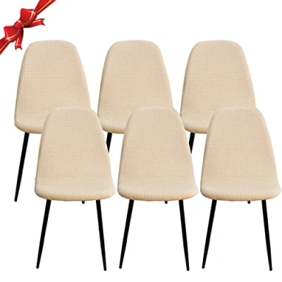 Abbildung von Jaotto Stuhlhussen 6er Set Strech, Esszimmerstühle Bezug Universal Waschbar Abnehmbare,Elegante Stuhlbezug Stuhlabdeckung Antirutsch, Küchenstühle für Büro Esszimmer Wohnzimmer,Jacquard Beige