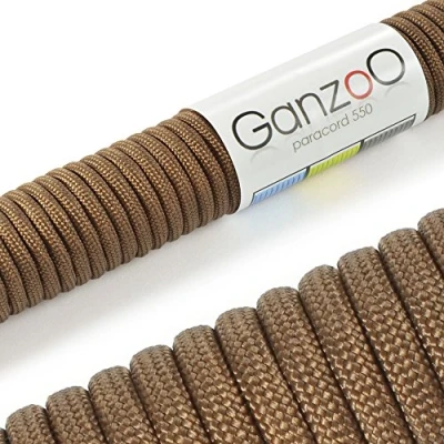 Abbildung von Ganzoo Paracord 550 Seil Braun 4mm Schnur Typ 3, Nylon &amp; Polyester, ideal für Basteln von Hundeleine Halsband Armband/Camping Survival und Outdoor 3 Meter Allzweckseil 7 Innenstränge