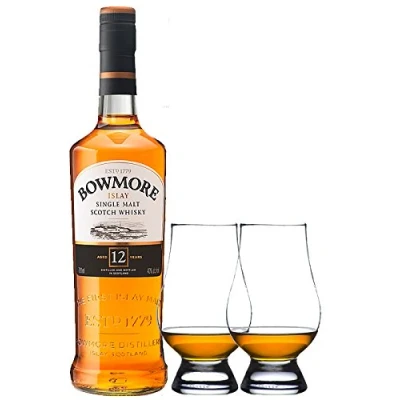 Abbildung von Bowmore 12 Jahre Islay Single Malt Whisky 0,7 Liter + 2 Glencairn Gläser