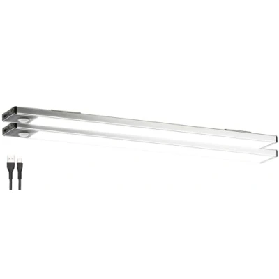 Abbildung von Lunartec Lichtleisten Küche Akkus: 2er Set Akku LED Lichtleiste, Licht &amp; Bewegungssensor, tageslichtweiß (Unterbauleuchte aufladbar, Leiste Bewegungssensor)