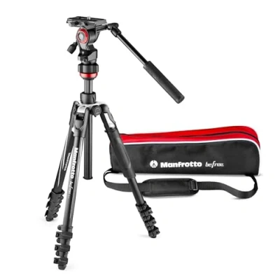Abbildung von Manfrotto Befree Travel Light Weight, Fluid Drag System Professional Video Stativ, Schwarz (MVKBFRL LIVEUS)