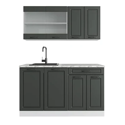 Abbildung von Vicco Singleküche R Line, Anthrazit Landhaus/Weiß, 140 cm, AP Marmor