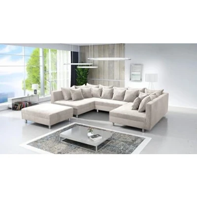 Abbildung von Küchen Preisbombe Sofa Wohnlandschaft Couch Ecksofa Eckcouch Cordstoff beige Minsk XXL, in U Form mit Hocker