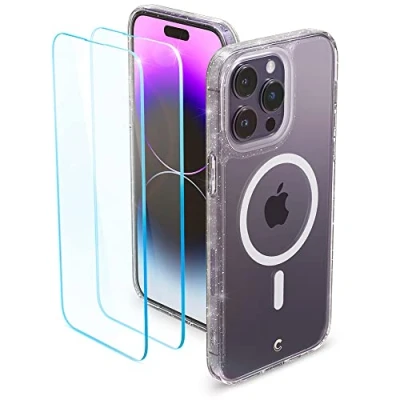 Abbildung von CYRILL von Spigen Shine Mag kompatibel mit iPhone 14 Pro Hülle(6,1 Zoll) [Kompatibel MagSafe] Langlebig Glitzer Klar Transparent Durchsichtige Case (2022) Clear Glitter