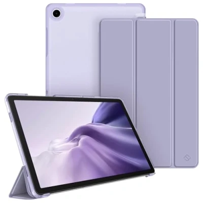 Abbildung von Fintie Hülle für Samsung Galaxy Tab A9 Plus 11 Zoll 2023, Ultradünn Schutzhülle mit Translucent Rückseite Cover Auto Schlaf/Wach Funktion Tablet A9+ SM X210/X216/X218, Pastellviolett