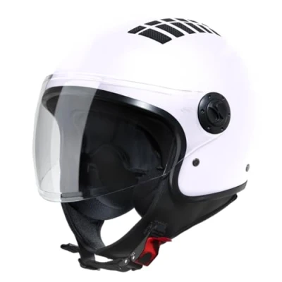 Abbildung von VINZ Como Jethelm mit Visier ECE 22.06 Zertifiziert Roller Helm Mopedhelm Ideal Für Motoroller &amp; Vespa Herren und Damen Komfortabler Motorradhelm XS XL Weiß