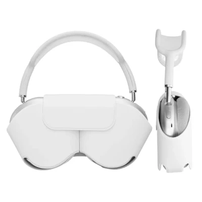 Abbildung von kwmobile Hülle kompatibel mit Apple AirPods Max Case weiche Kopfhörer Tasche Etui aus Polyester Cover in Weiß