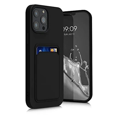 Abbildung von kwmobile Handyhülle kompatibel mit Apple iPhone 13 Pro Max Hülle Handy Cover Fach für Karten in Schwarz