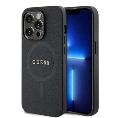 Abbildung von Guess GUHMP15LPSAHMCK Hülle für iPhone 15 Pro 6.1&quot; Schwarz hardcase Saffiano