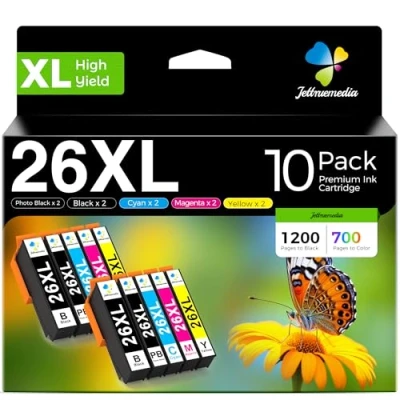 Abbildung von JTM 26XL Druckerpatronen Kompatibel mit Epson 26 Multipack für Expression Premium XP 620 510 600 520 820 810 800 605 615 700 720 710 610 (10er Pack)