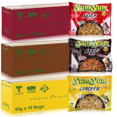 Abbildung von 30 x 60g YumYum Instant Nudelsuppen Ente Rind Huhn Yum Chicken Beef Duck