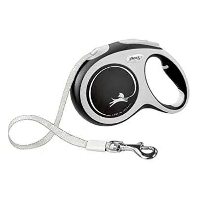 Abbildung von FLEXI New Comfort einziehbare Hundeleine (Band), ergonomisch, robust und verhedderungsfrei, für Hunde bis zu 15 kg, 5 m, Größe S, Blau/Pastell