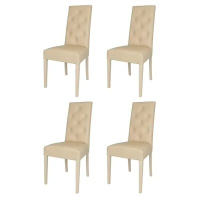Abbildung von t m c s Tommychairs 4er Set Moderne Stühle Chantal für Küche und Esszimmer, robuste Struktur aus lackiertem Buchenholz Farbe Sand, gepolstert mit Kunstleder Sand bezogen