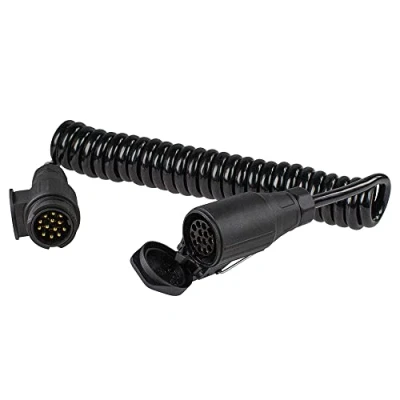 Abbildung von as Schwabe Anhänger Verlängerungskabel 13 polig Kupplung + Stecker 3 m Spiralkabel 2 x 0,75 1 1,0 Für Camping, Caravan, Wohnwagen &amp; Wohnmobil 12V DC IP44 wetterfest, 62476