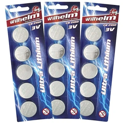 Abbildung von 15 x CR2450 WILHELM Lithium Knopfzelle 3V 600mAh ø24,5x5,0mm Batterie DL 2450