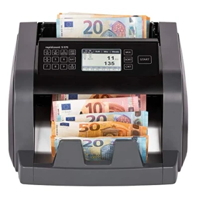 Abbildung von ratiotec rapidcount S 575 Banknotenzählmaschine für gemischte Banknoten mit Wertermittlung in schwarz