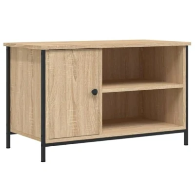Abbildung von vidaXL TV Schrank, Fernsehschrank mit Eisenbeinen, Fernsehtisch für Wohnzimmer, Lowboard Sideboard Ständer Gerät, Sonoma Eiche Holzwerkstoff
