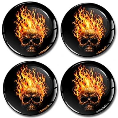 Abbildung von Biomar Labs® 4 x 60mm Aufkleber 3D Silikon Totenkopf Schädel Skull Für Radkappen Nabenkappen Radnabendeckel Rad Nabendeckel A 4560