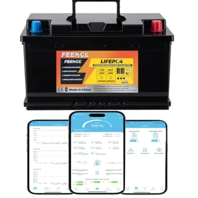 Abbildung von Feence Mini Size 12V 100Ah LiFePO4 Batterie, Lithium Batterie mit 100A BMS,15000 Zyklen &amp; 10 Jahre Lebensdauer für Wohnmobil, RV, Marine, Energieversorgung, Off Grid System