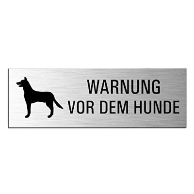 Abbildung von OFFORM DESIGN Hinweisschild Warnung vor dem Hunde Schild 240x80 mm Aluminium selbstklebend, (1 St)