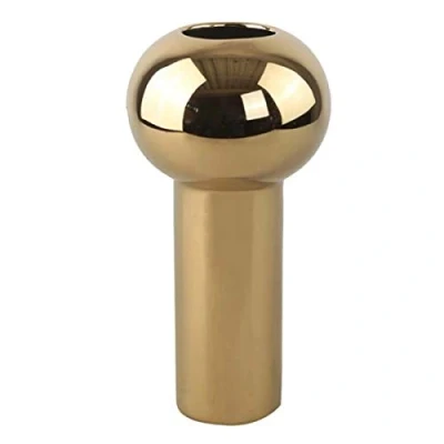 Abbildung von Cooee Design Pillar Vase aus Keramik in der Farbe Gold Handgefertigt, Maße: 17cm x 32cm, HI 028 21 GD
