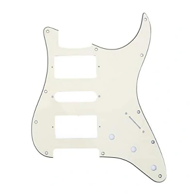 Abbildung von Musiclily Pro 11 Löcher HSH Pickguard Gitarren Schlagbrett für Fender American/Mexican Standard Strat Stratocaster Modern Style,3 lagig Crème