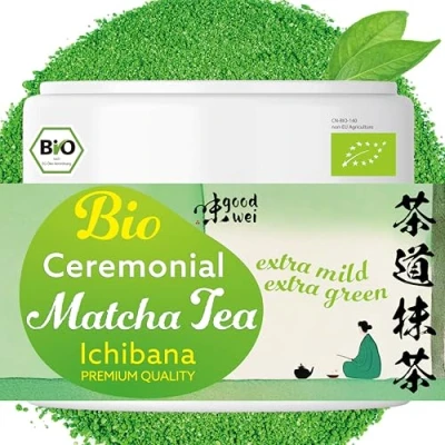 Abbildung von Goodwei Ceremonial Matcha Ichibana Reines Bio Pulver aus erster Pflückung in echter Zeremoniequalität