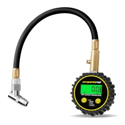 Abbildung von Digitaler Reifendruckprüfer 200 PSI,ATsafepro Reifendruckmesser mit flexiblem Schlauch und Hintergrundbeleuchtung LCD Display,Digitaler Luftdruckprüfer Auto zertifiziert für Auto, LKW, SUV, Motorrad