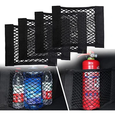 Abbildung von Einesin Kofferraum Netztasche 4 Stück Auto Gepäcknetz, 30 x 25cm, Universal Kofferraumnetz Schutznetz Elastisch Aufbewahrung Netz Mit Klettverschluss für Auto/SUV