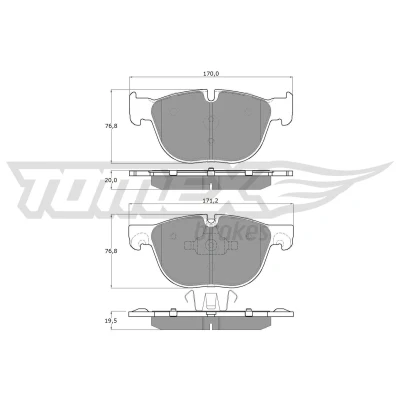 Abbildung von TOMEX brakes TX 16 68 Bremsbelagsatz Vorderachse für Verschleißwarnanzeiger vorbereitet BMW: X5, X6, X4