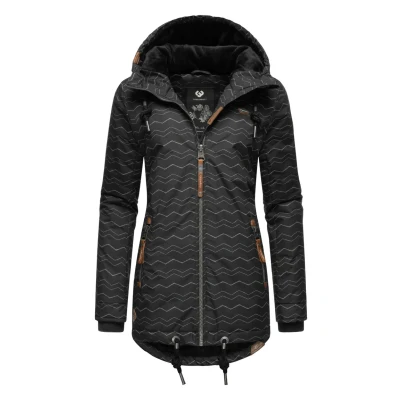 Abbildung von Ragwear Zuzka Wintermantel, Damen, Größe: XS, Black zig zag