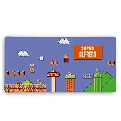 Abbildung von Mauspad XXL. Custom Mousepad. Gaming Mauspad. Schreibtischunterlage. 600 * 350 2mm. Unterseite aus rutschfestem Gummi. Mario
