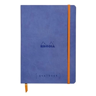 Abbildung von Rhodia 117748C Notizheft Goalbook (DIN A5, 14,8 x 21 cm, Dot, praktisch und trendige, mit weichem Deckel, 90g, elfenbeinfarbigem Papier, 120 Blatt, Gummizug, Lesezeichen) 1 Stück, Zaphirblau