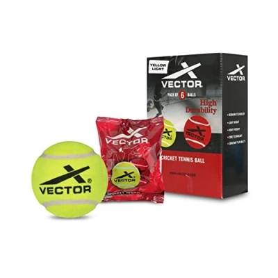 Abbildung von VECTOR X Light Cricket Tennis Ball (Yellow, Standard Size) Material: Rubber Rebound Technology Durable (Pack of 6)