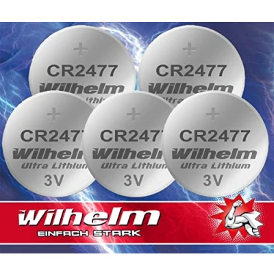Abbildung von 5 x CR2477 CR 2477 WILHELM Lithium Knopfzelle 3V 1070 mAh ø24 7,7 mm Batterie DL2477