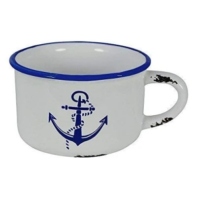 Abbildung von Linoows Tasse XXL Kaffeebecher, Marine Tasse, Keramik Kaffeepott, Keramik, Kaffeetasse mit Anker 0,8 Liter