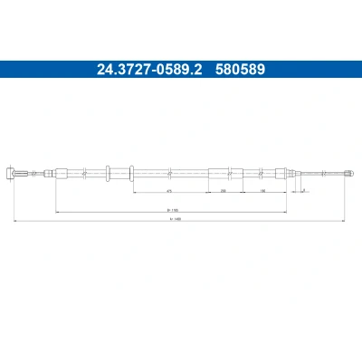 Abbildung von ATE 24.3727 0589.2 Handbremsseil 1480 FIAT: Ducato III Kastenwagen, Bus, Pritsche / Fahrgestell